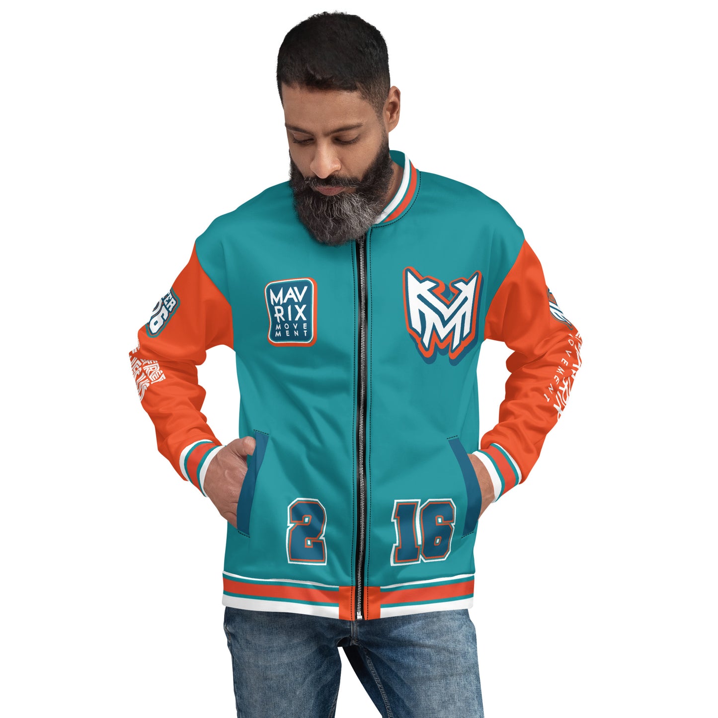 Mavrix Varsity Teal Bomber Jacket
