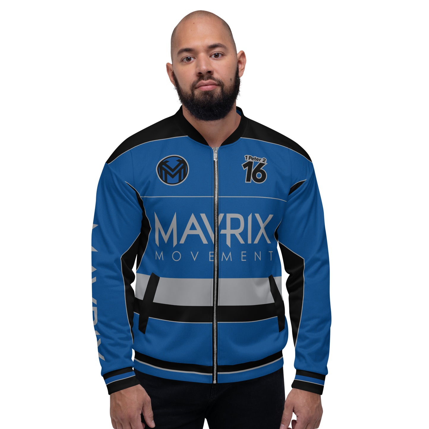Mavrix Blue Racer Bomber Jacket