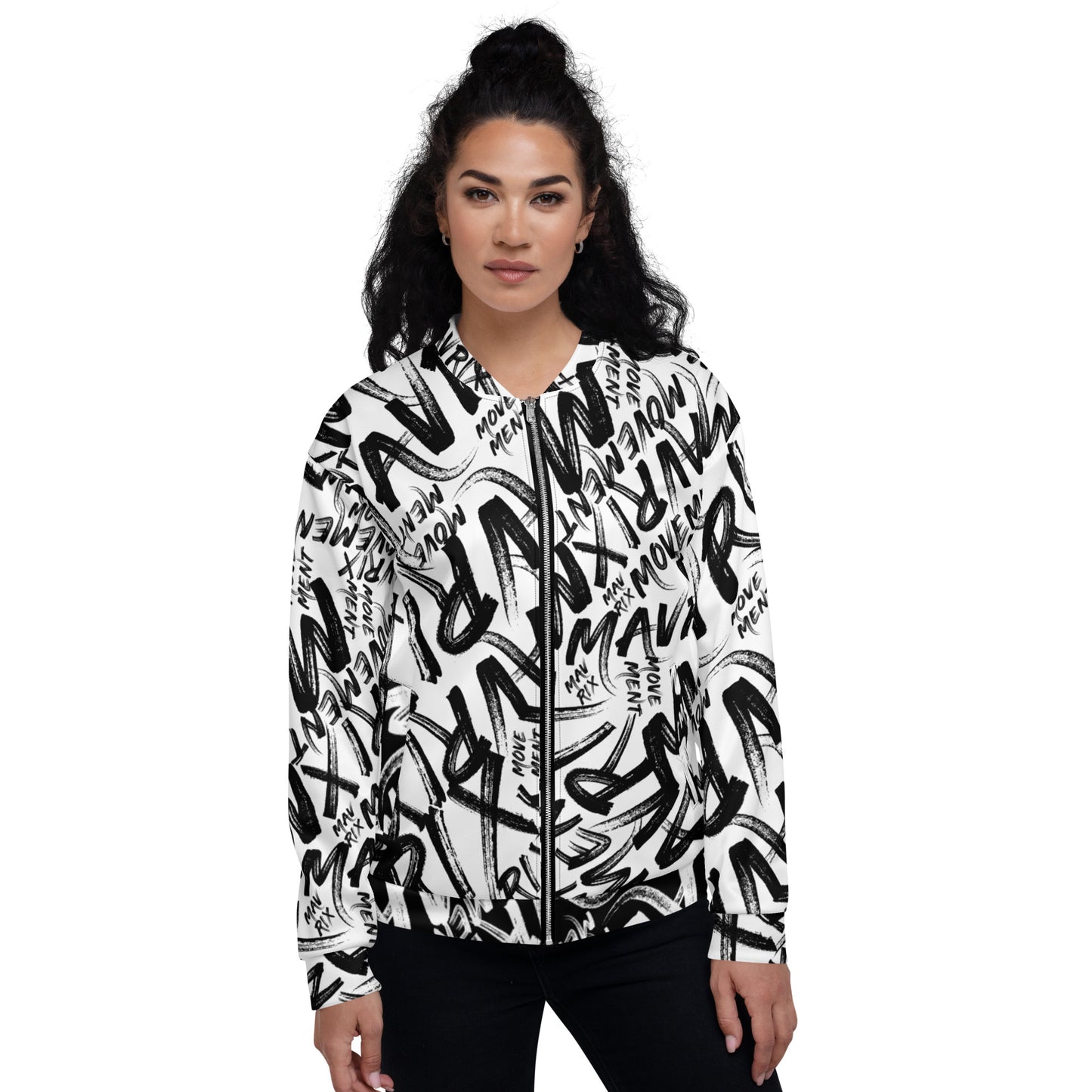 Mavrix Word-Art White Bomber Jacket