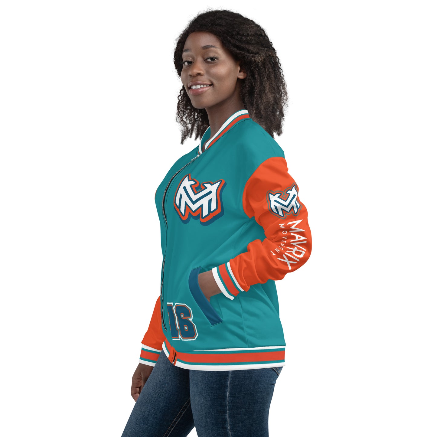 Mavrix Varsity Teal Bomber Jacket