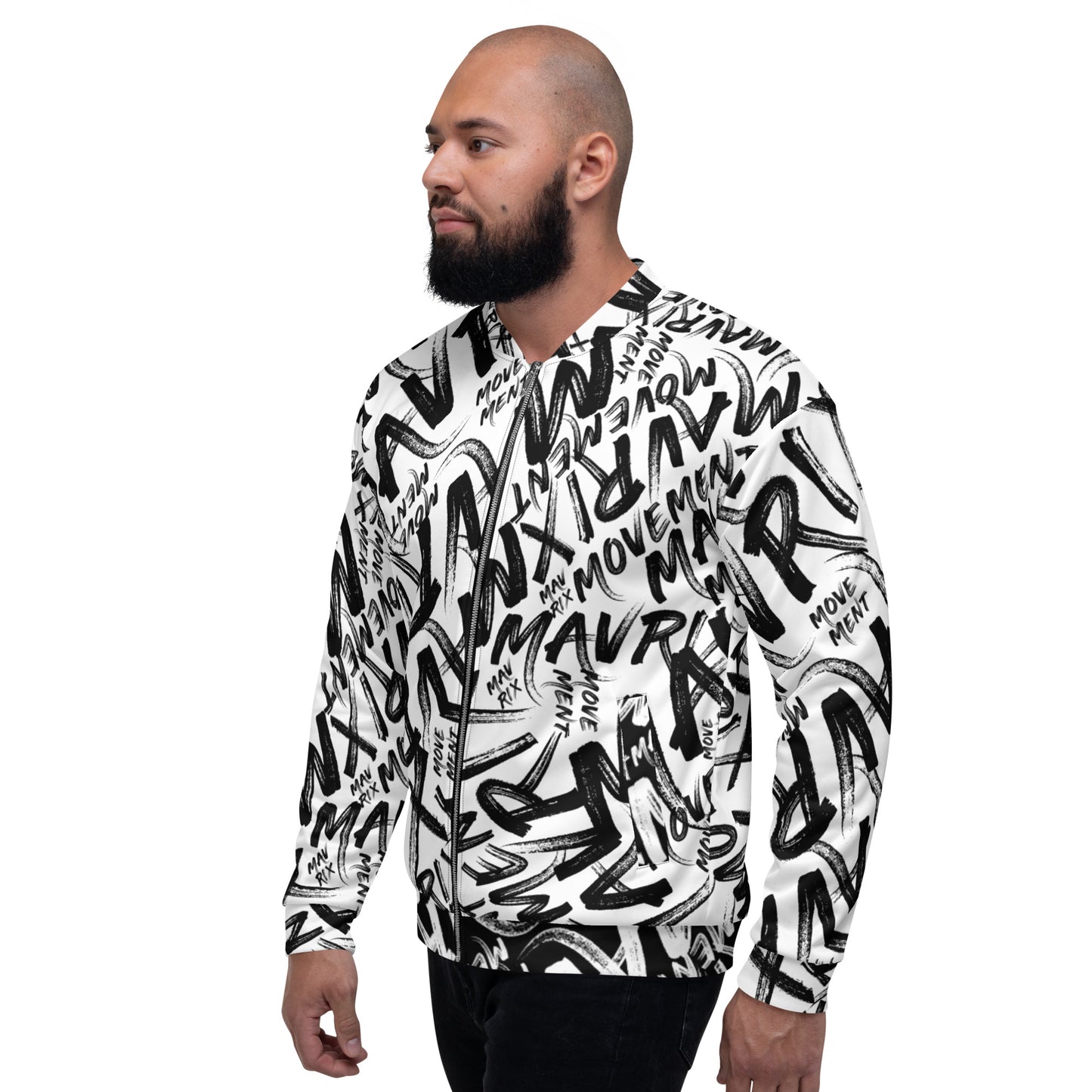 Mavrix Word-Art White Bomber Jacket