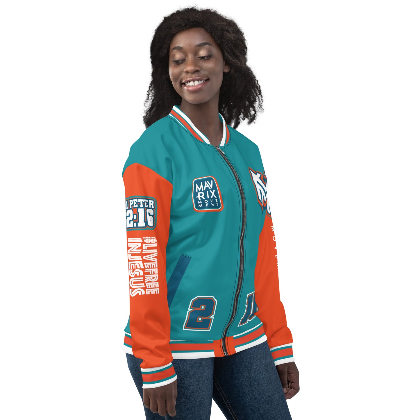 Mavrix Varsity Teal Bomber Jacket