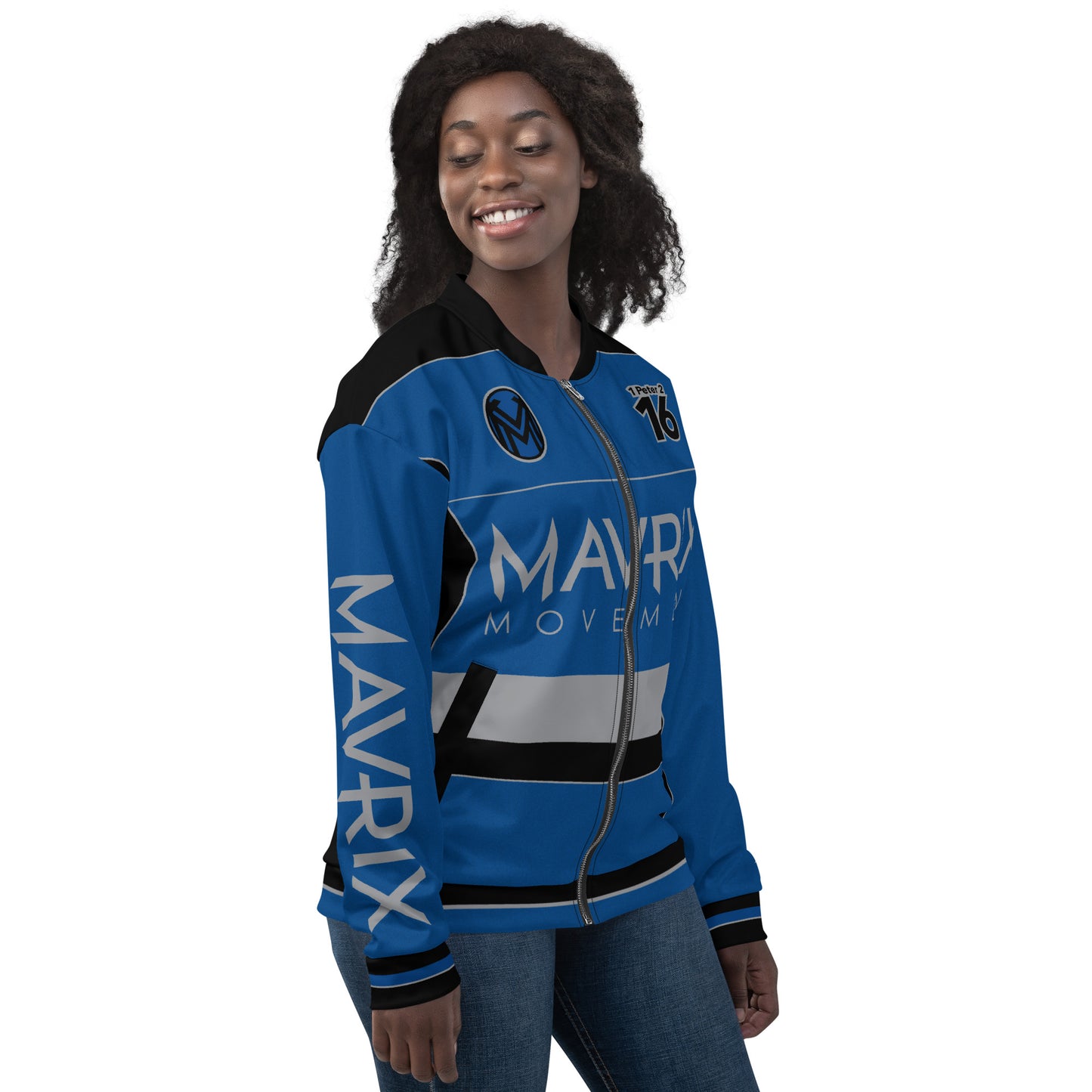 Mavrix Blue Racer Bomber Jacket