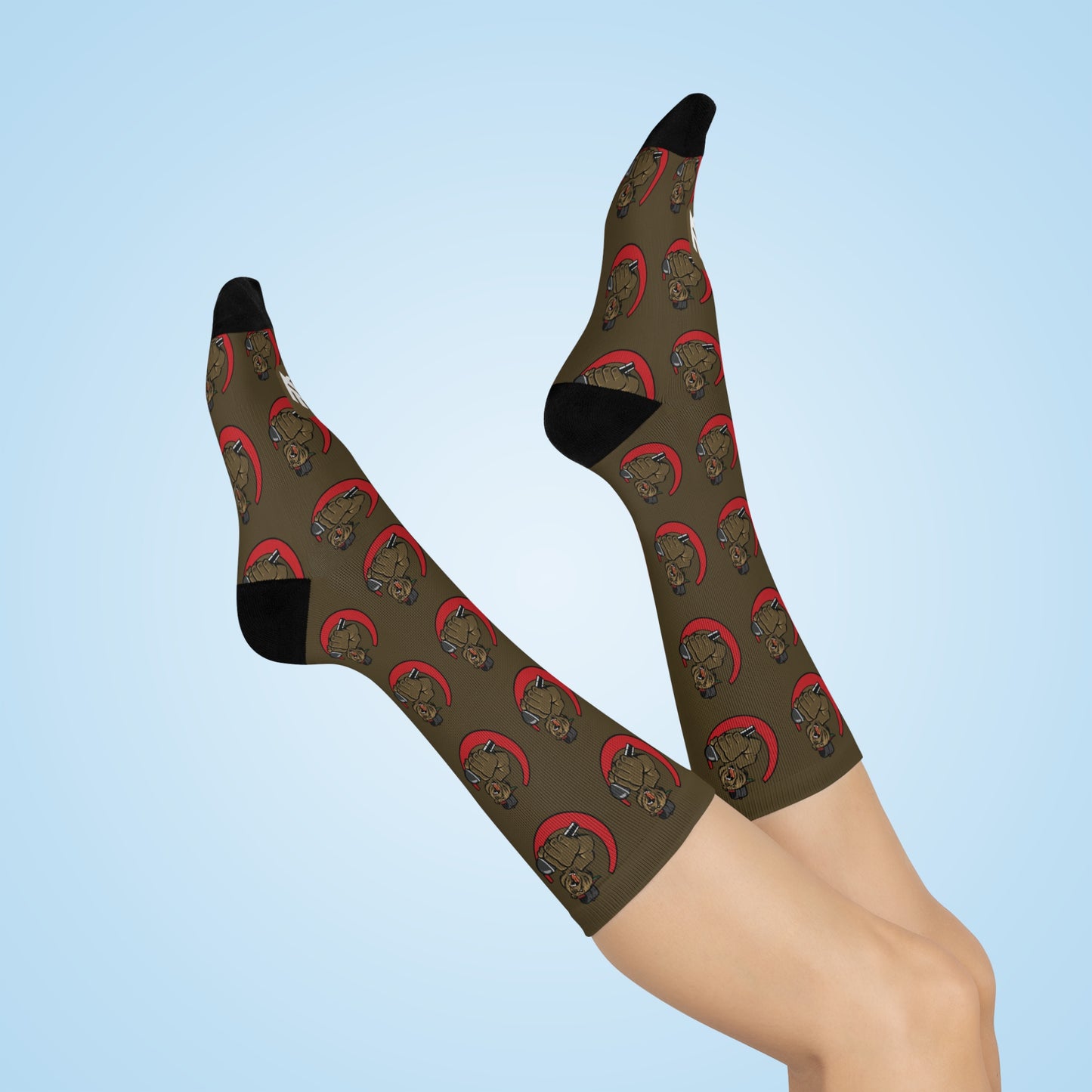 Lac Grizzy Logo Pattern DTG Crew Socks