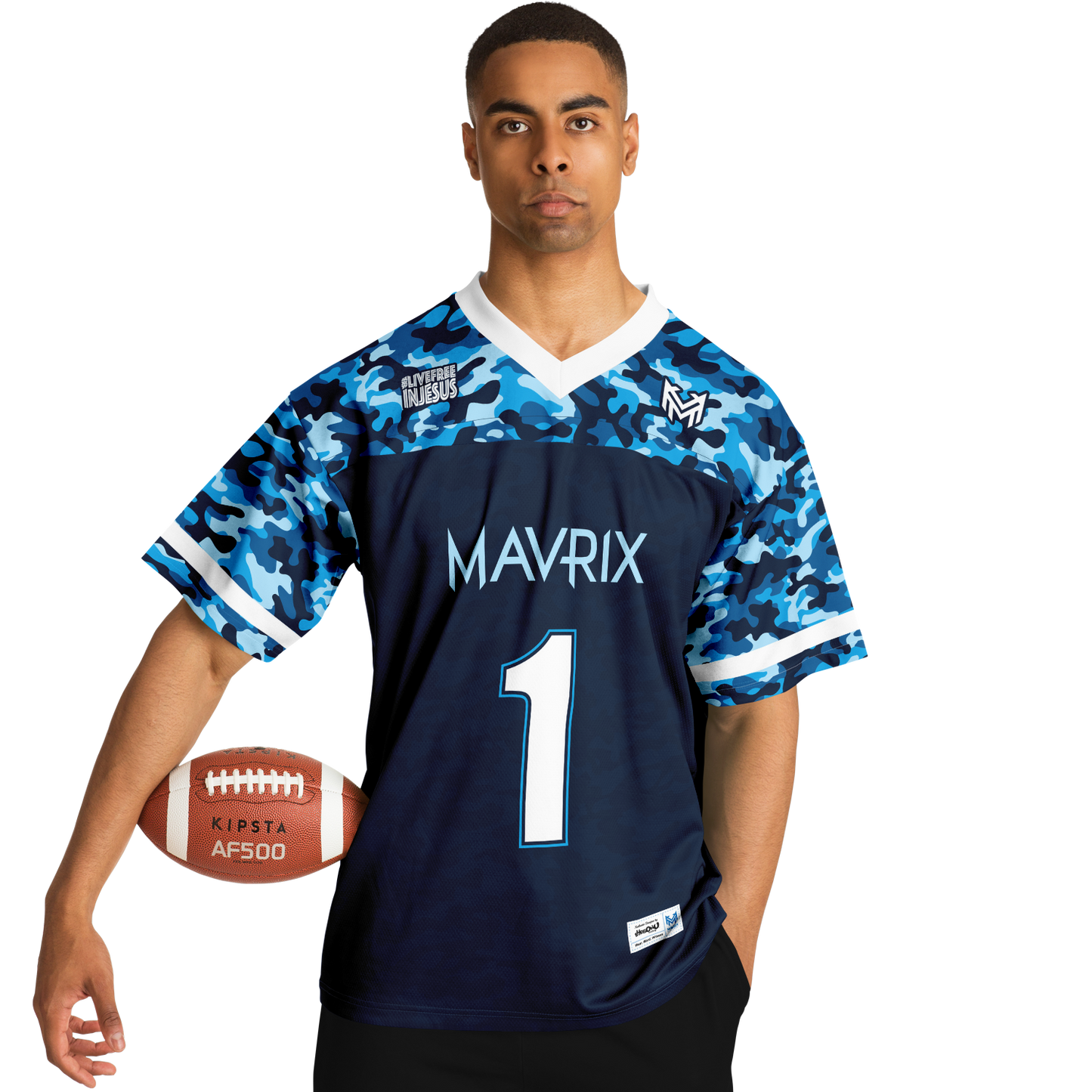 Mavrix Blue Camo Football Jersey
