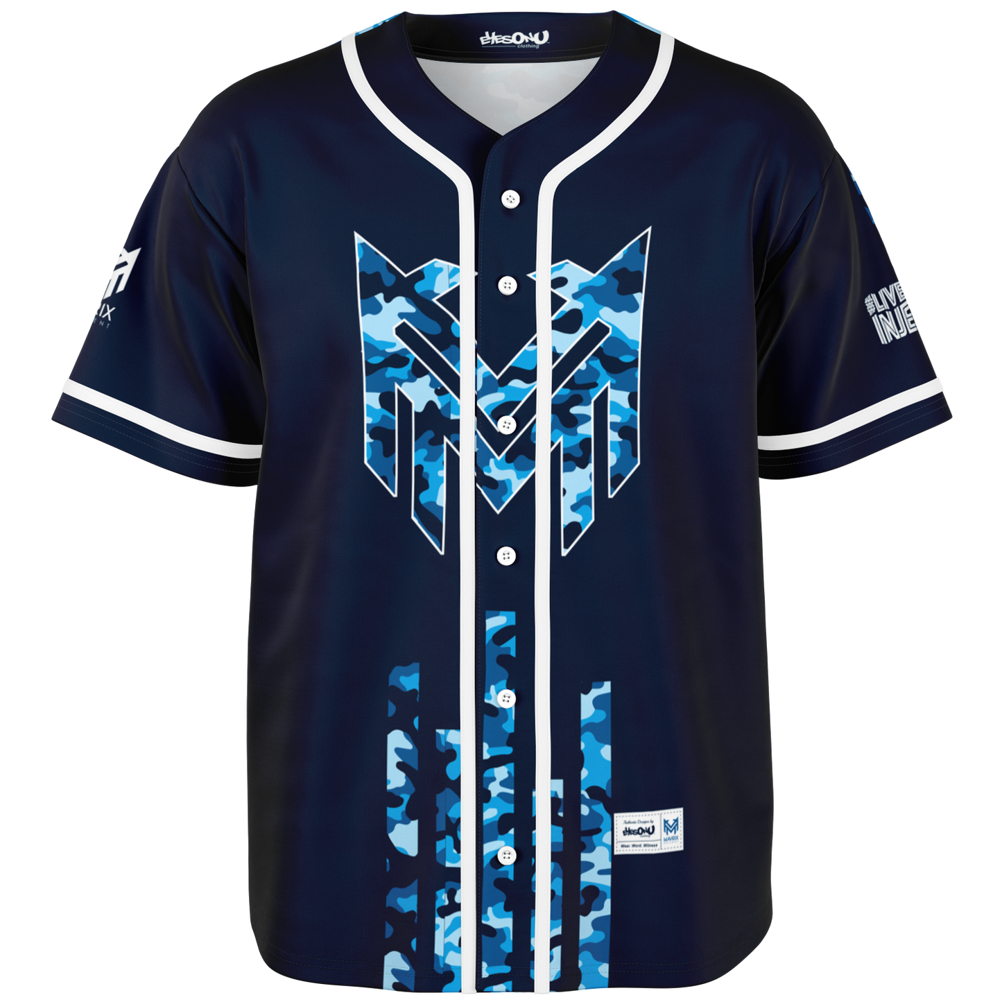 Mavrix Blue Camo Baseball Jersey