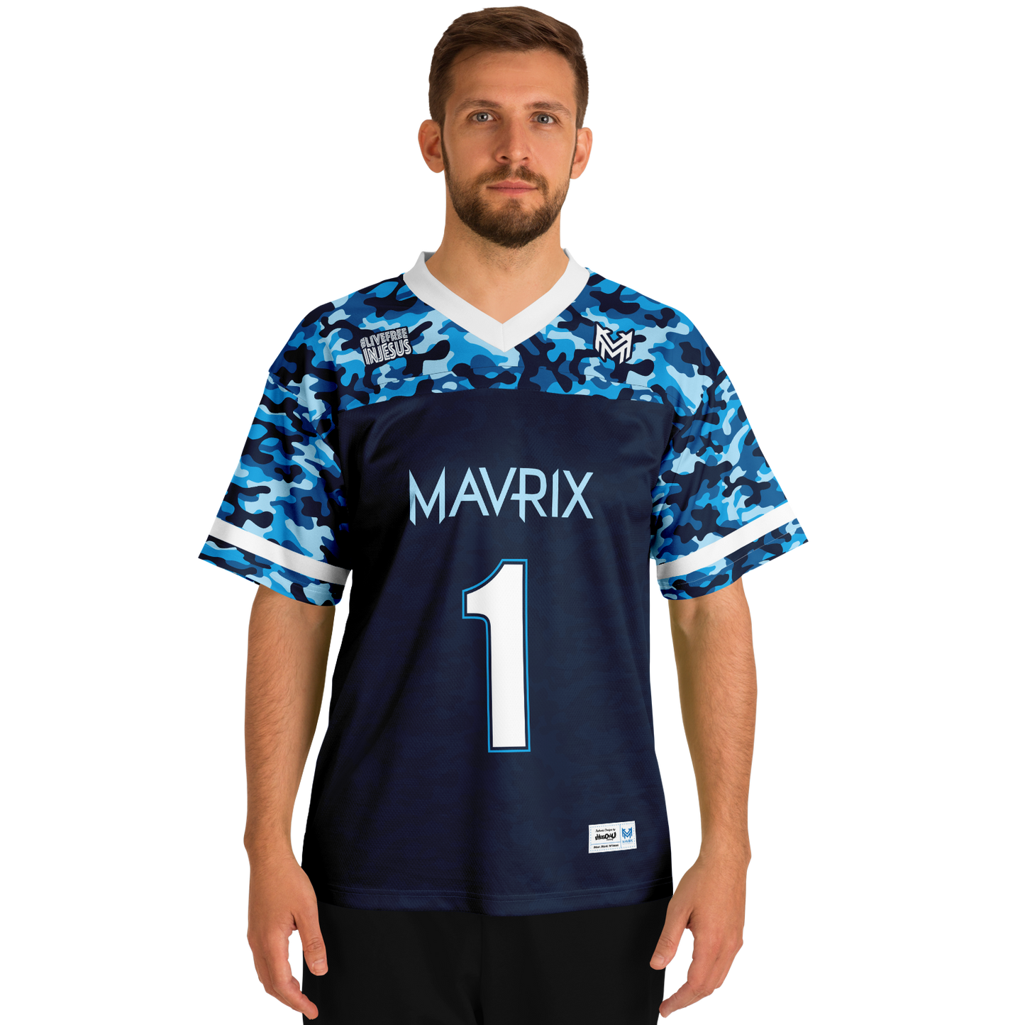 Mavrix Blue Camo Football Jersey