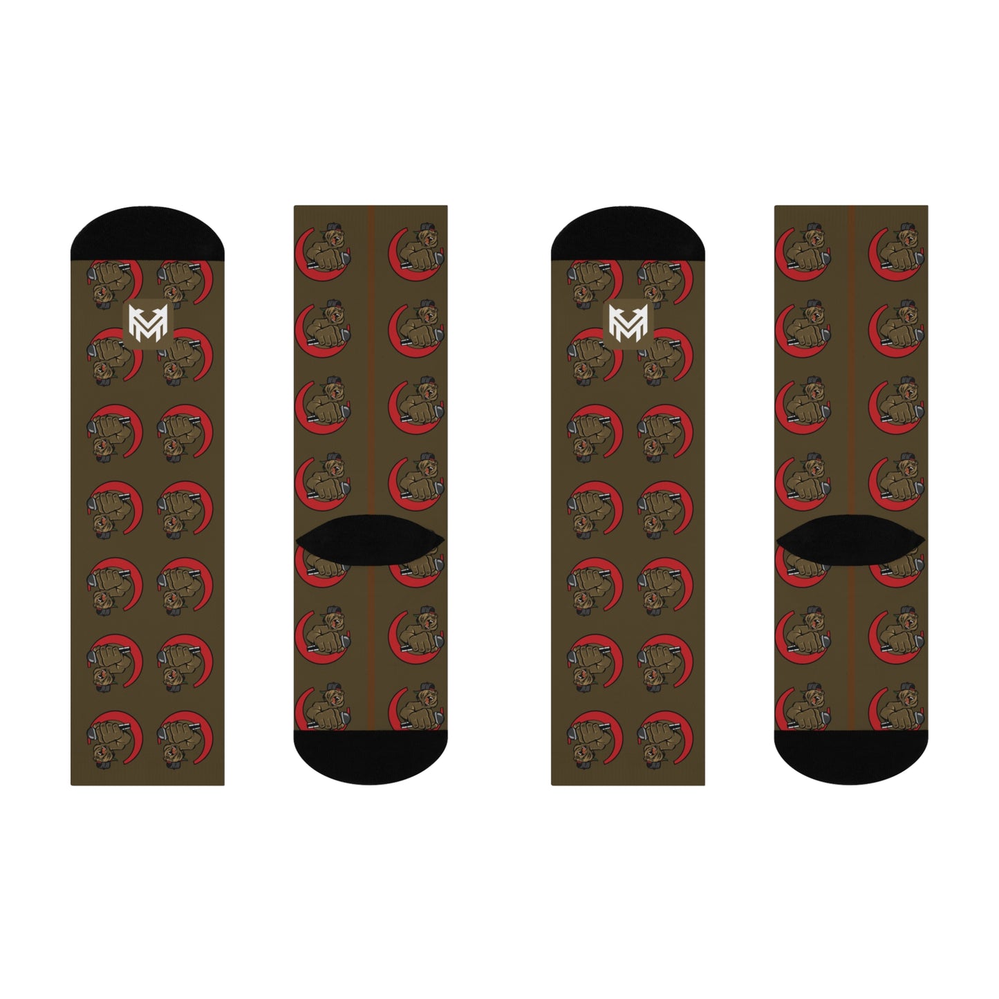Lac Grizzy Logo Pattern DTG Crew Socks