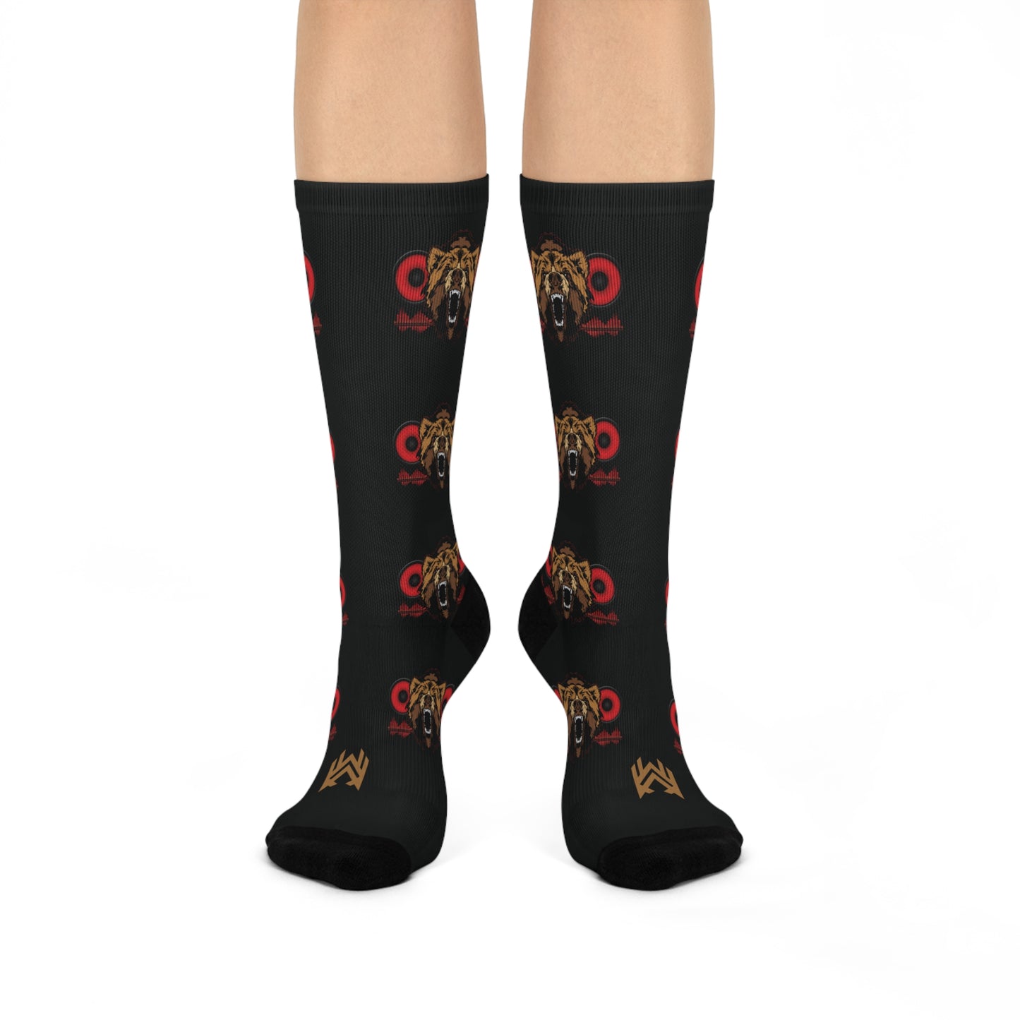 Lac Grizzy Bear Speakers DTG Crew Socks