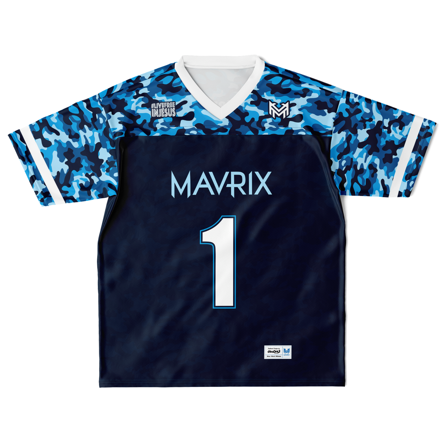 Mavrix Blue Camo Football Jersey