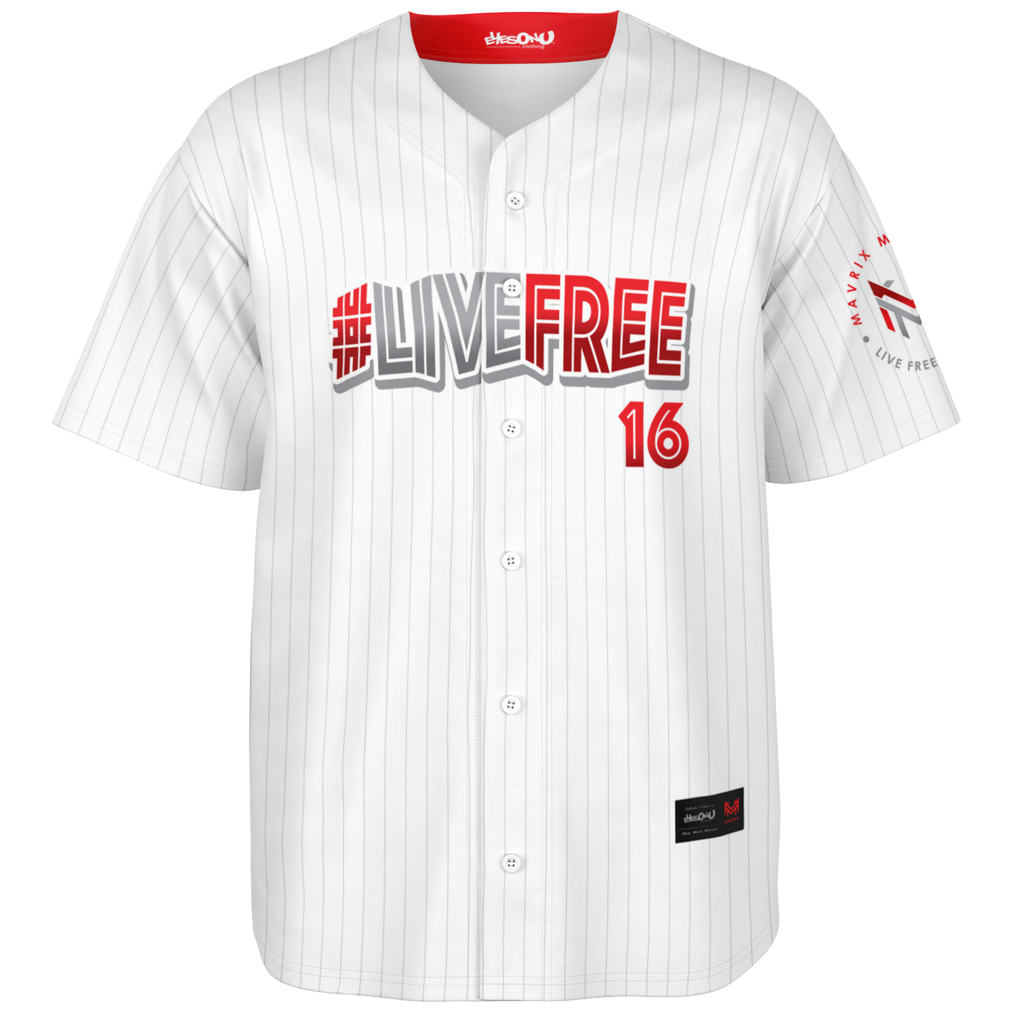 Mavrix #LiveFree Baseball Jersey