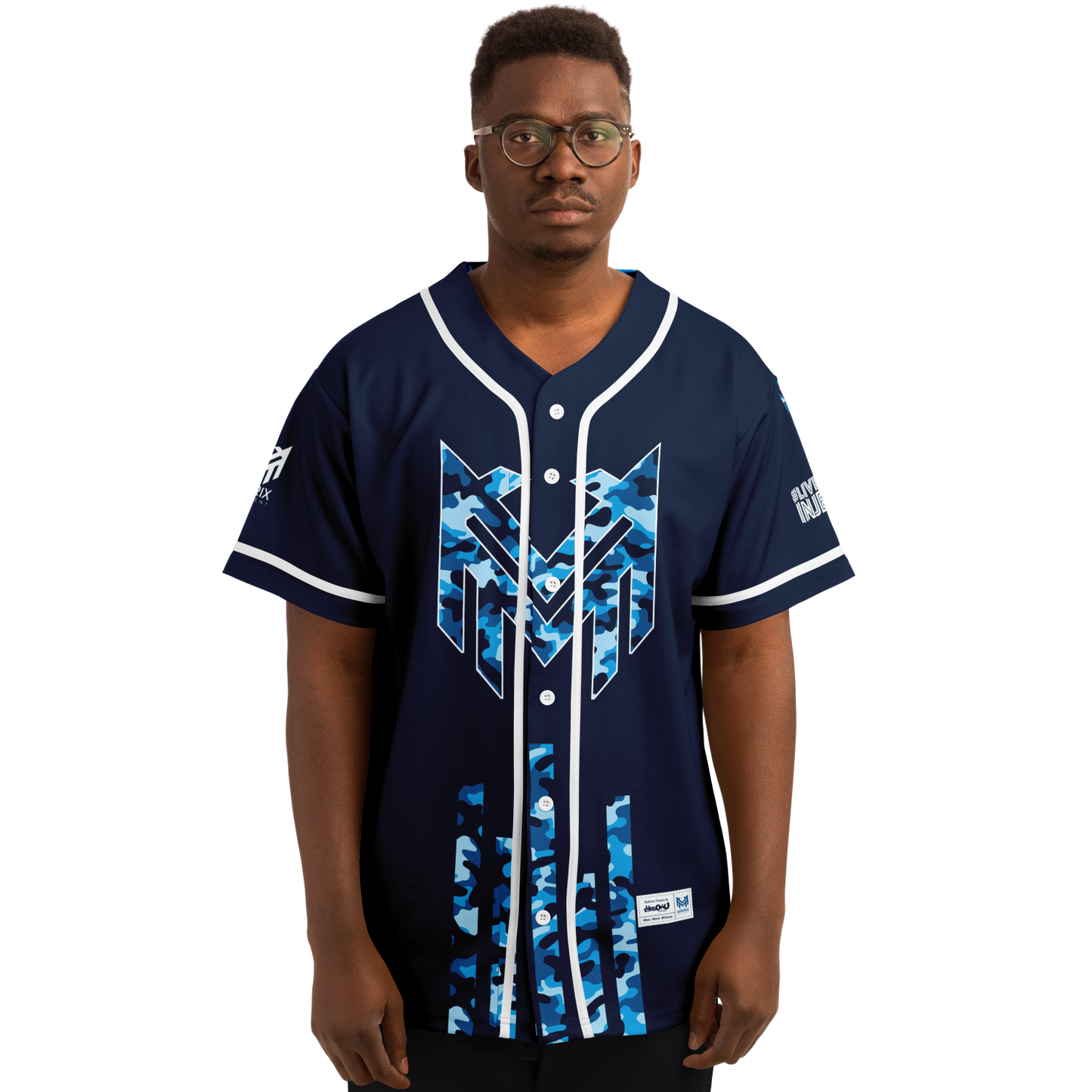 Mavrix Blue Camo Baseball Jersey