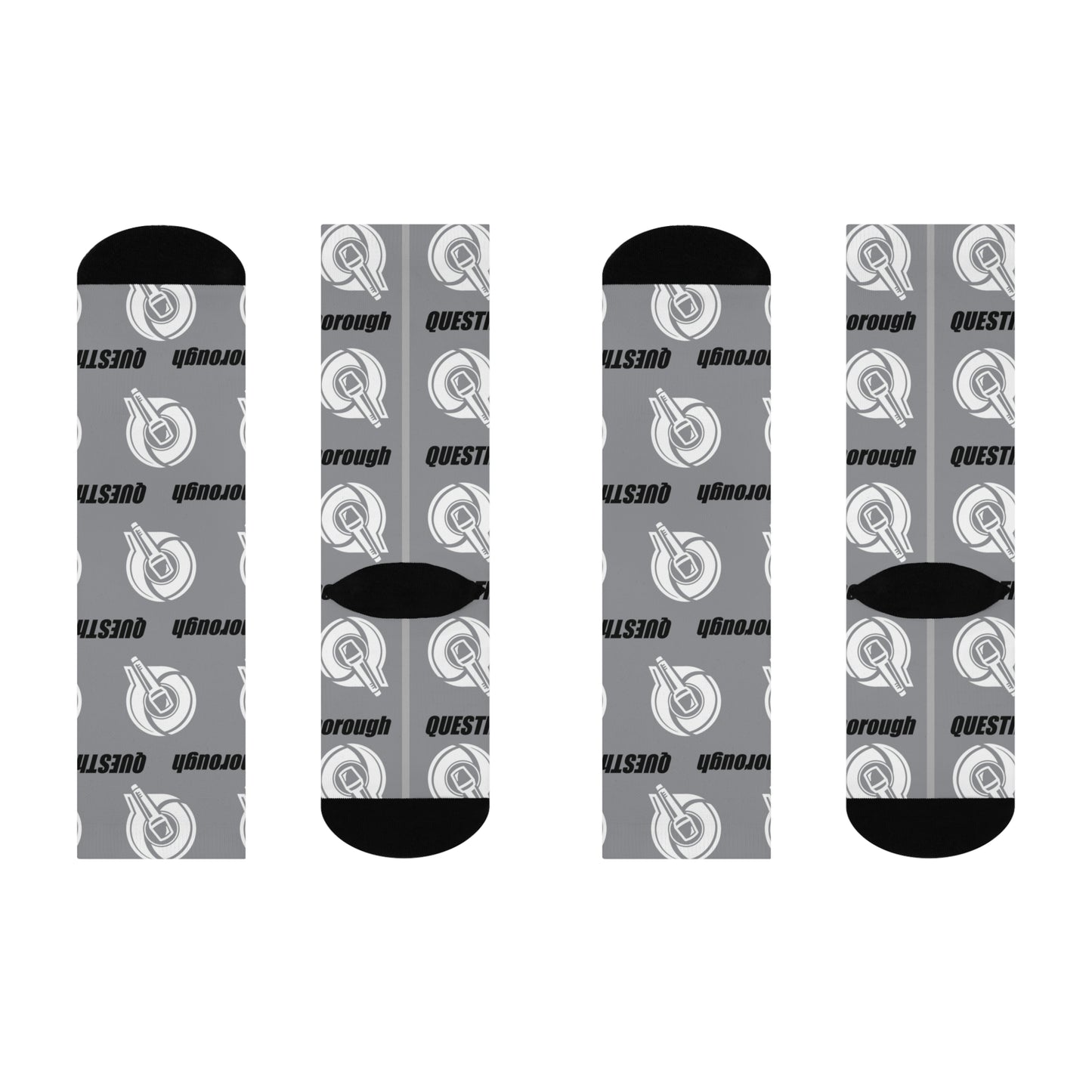 QuesThorough Gray DTG Crew Socks