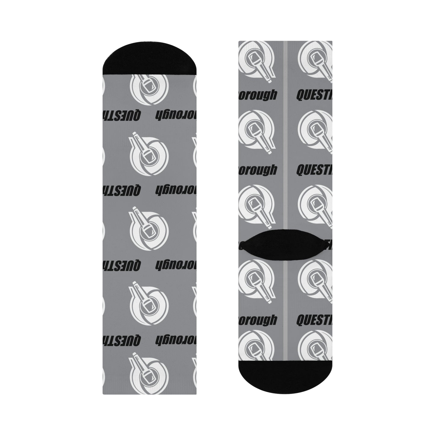QuesThorough Gray DTG Crew Socks