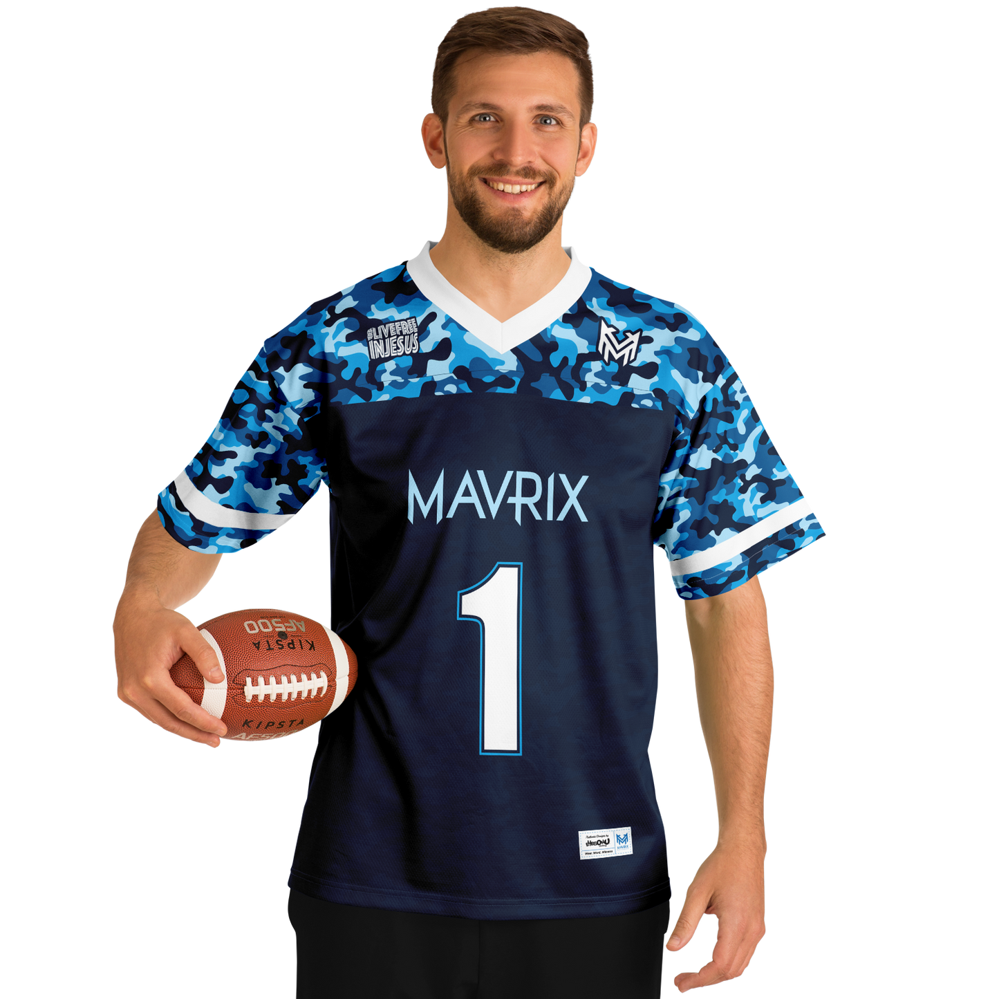 Mavrix Blue Camo Football Jersey