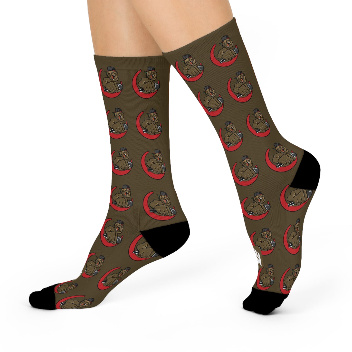 Lac Grizzy Logo Pattern DTG Crew Socks
