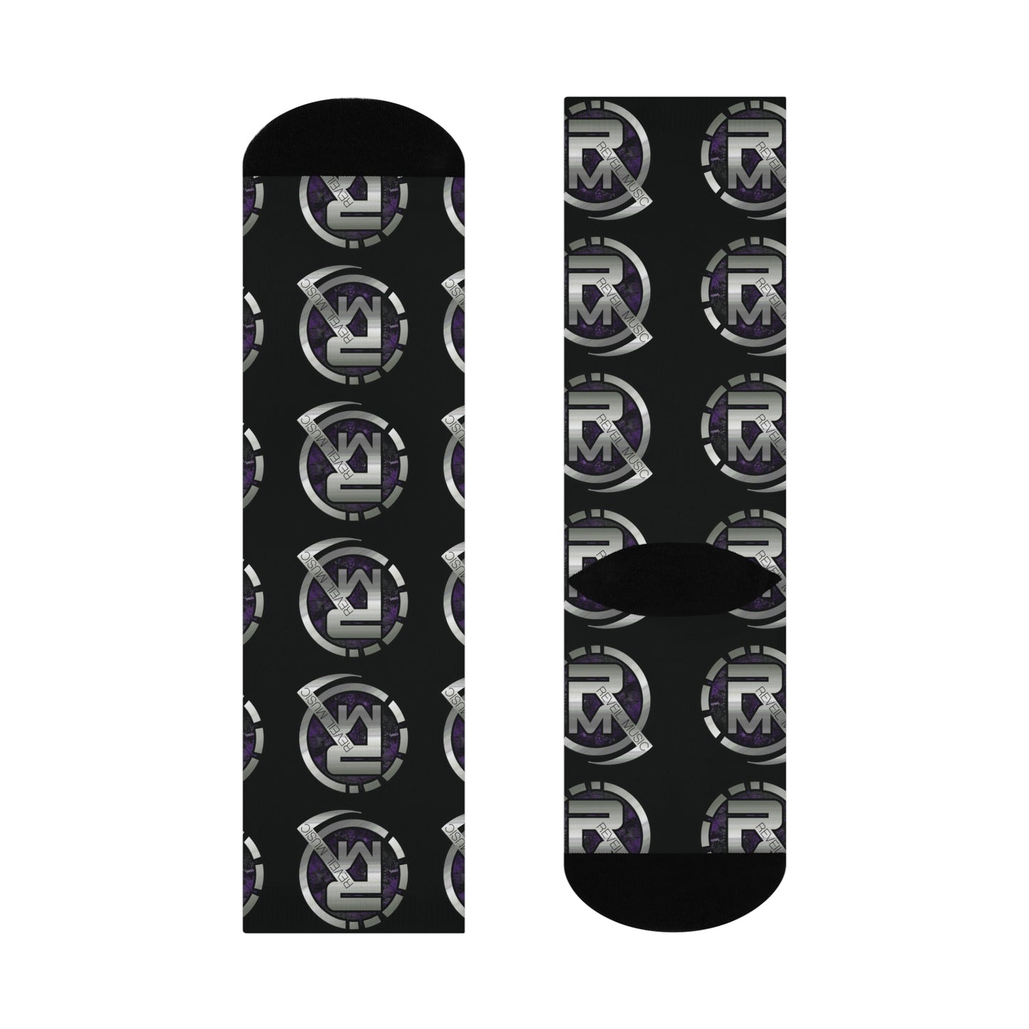 Reveil Music Logo DTG Crew Socks (Black)