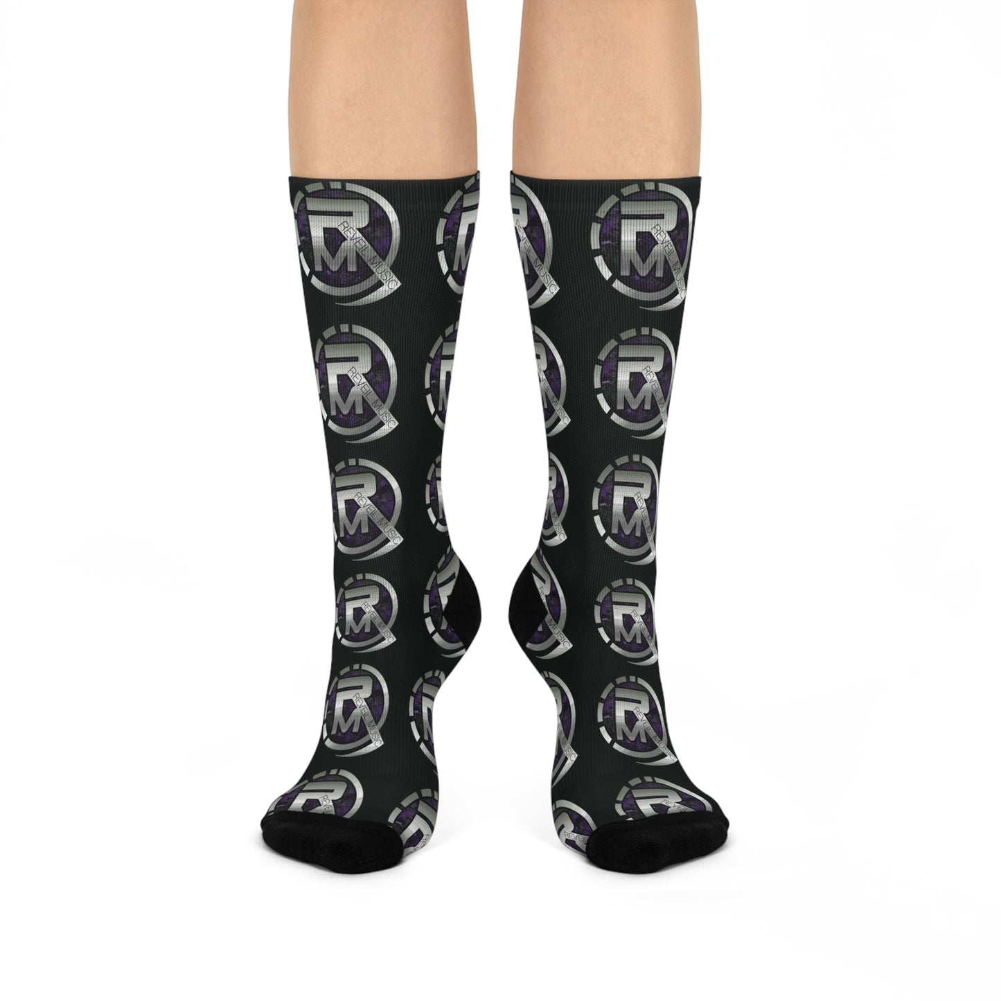 Reveil Music Logo DTG Crew Socks (Black)