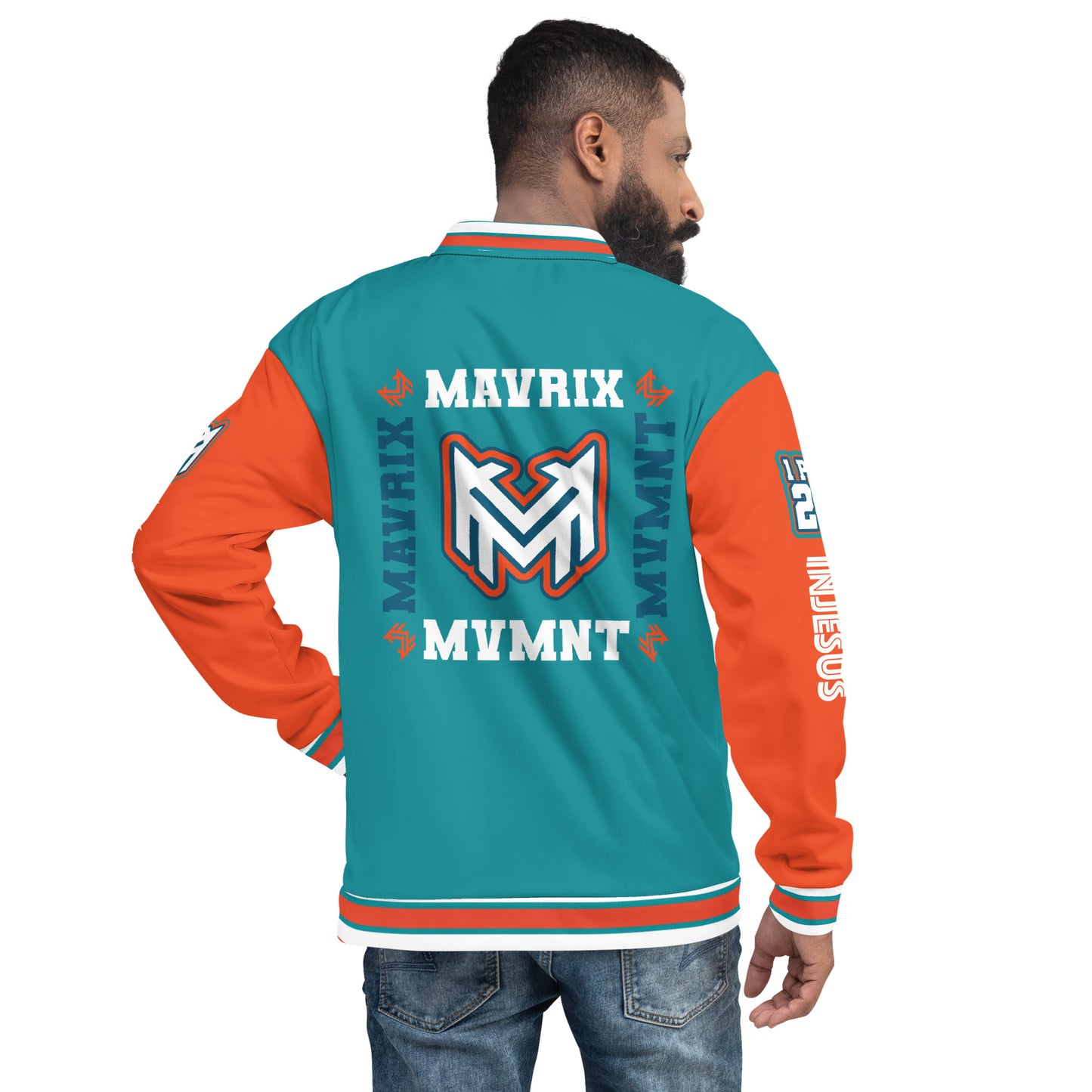 Mavrix Varsity Teal Bomber Jacket