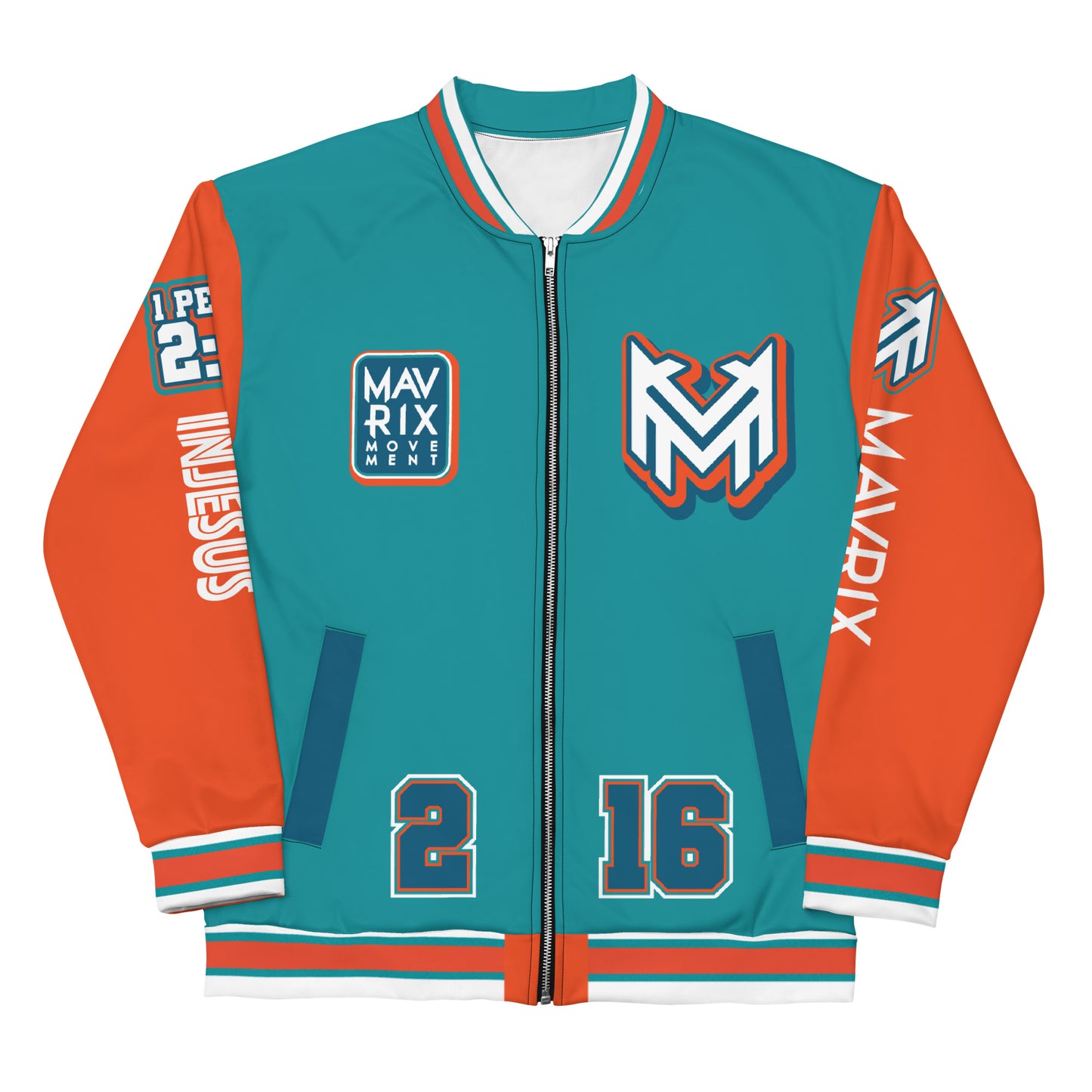 Mavrix Varsity Teal Bomber Jacket