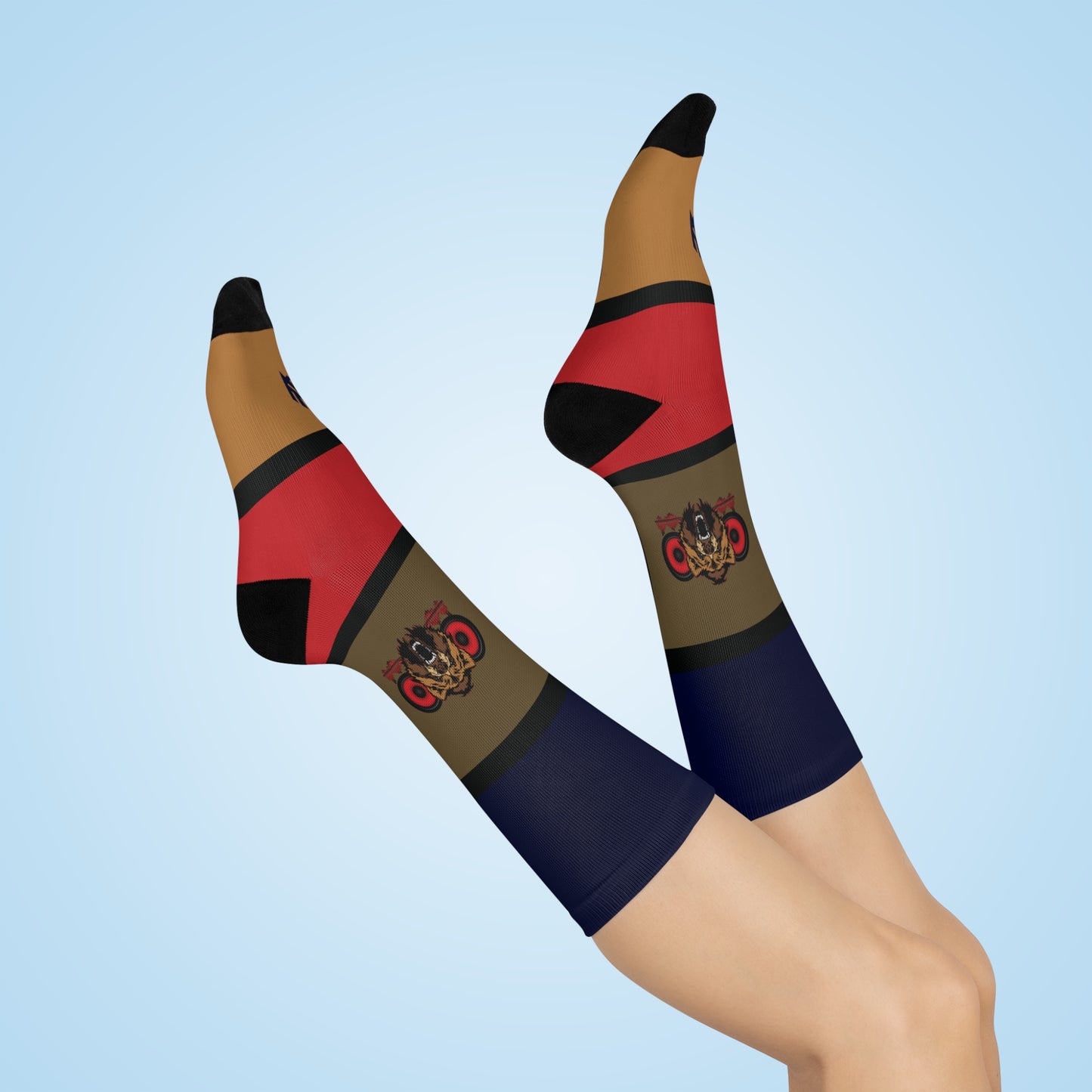 Lac Grizzy Striped DTG Crew Socks