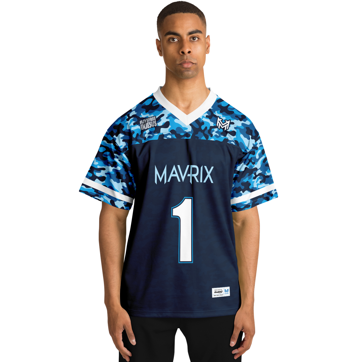 Mavrix Blue Camo Football Jersey