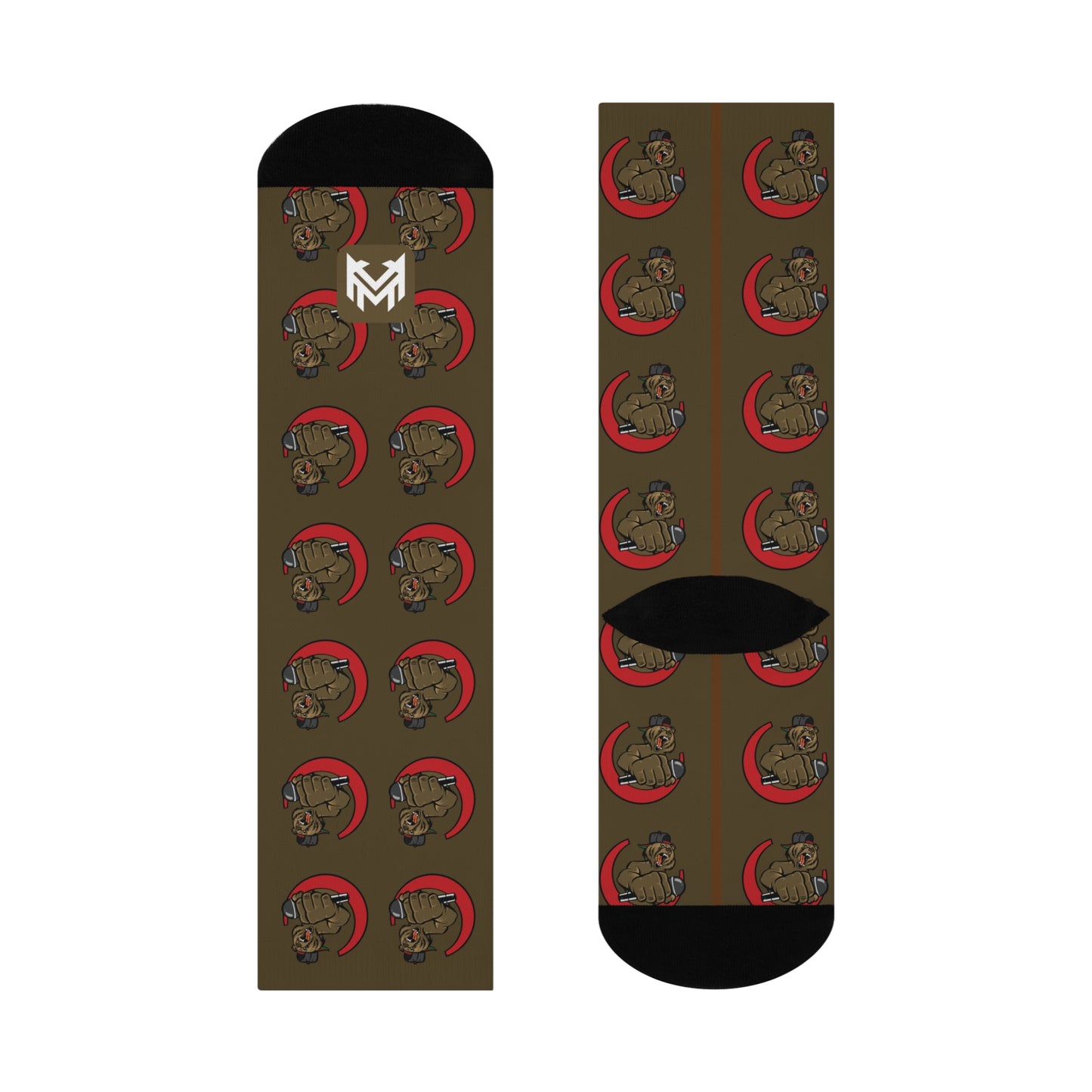 Lac Grizzy Logo Pattern DTG Crew Socks