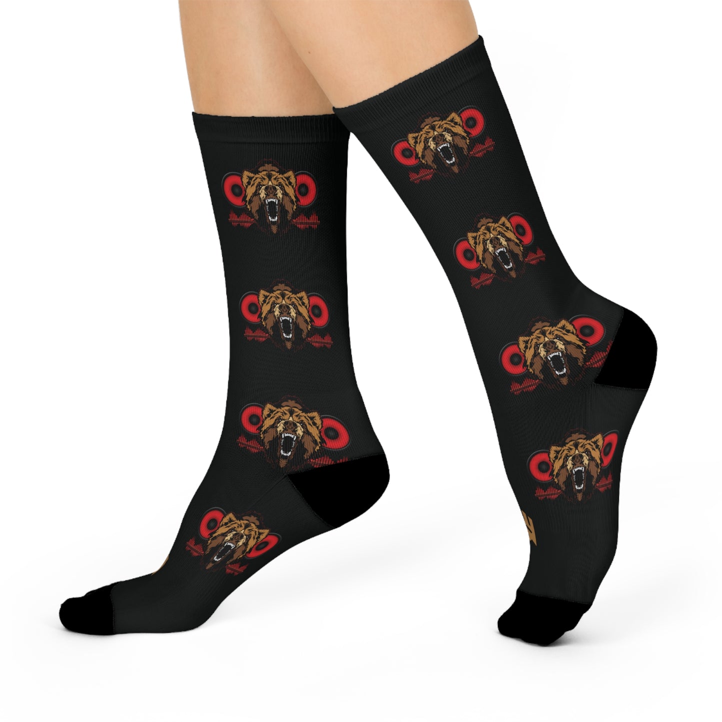 Lac Grizzy Bear Speakers DTG Crew Socks