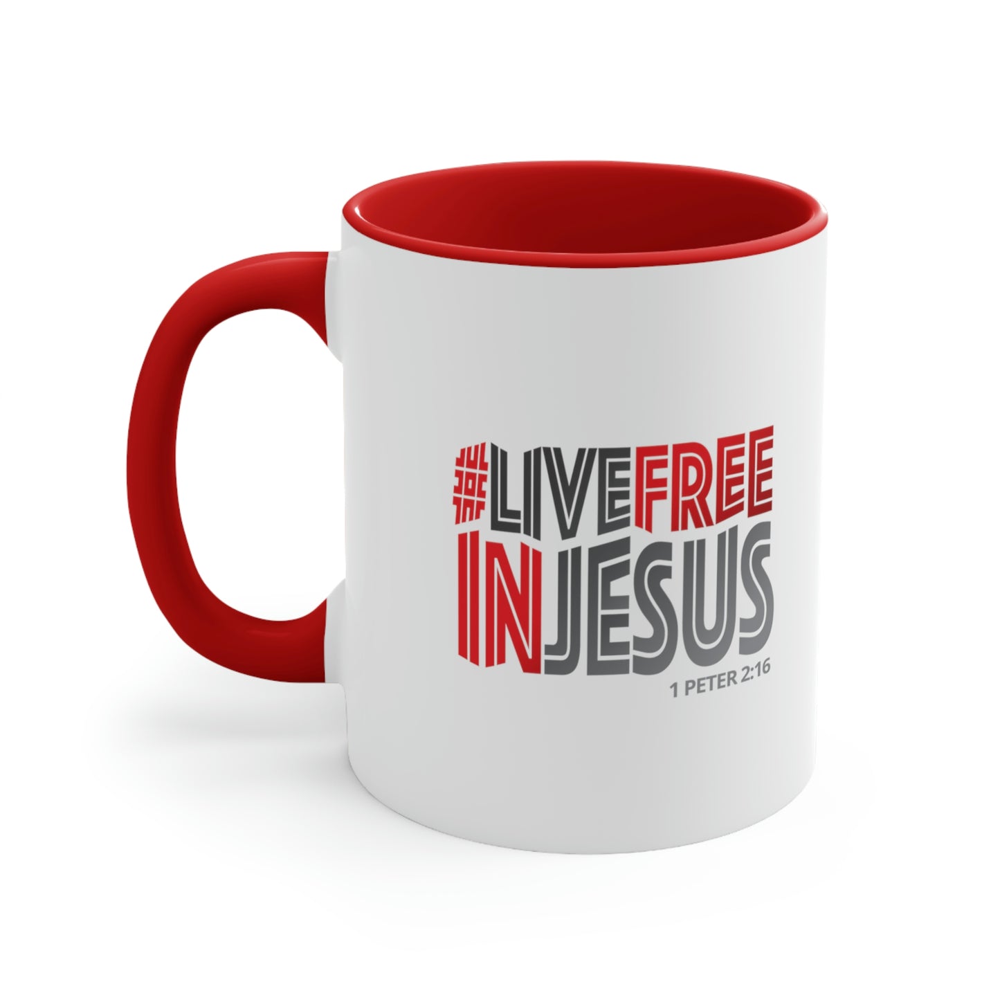 Live Free In Jesus - Accent Coffee Mug, 11oz